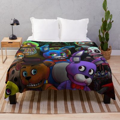 Fnaf-All Togheter Throw Blanket Official Five Nights At Freddys Merch