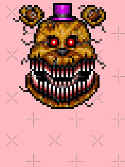 Five Nights At Freddys 4 - Nightmare Fredbear - Pixel Art Kids T Shirt Official Cow Anime Merch