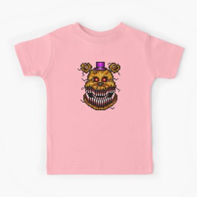 Five Nights At Freddys 4 - Nightmare Fredbear - Pixel Art Kids T Shirt Official Cow Anime Merch