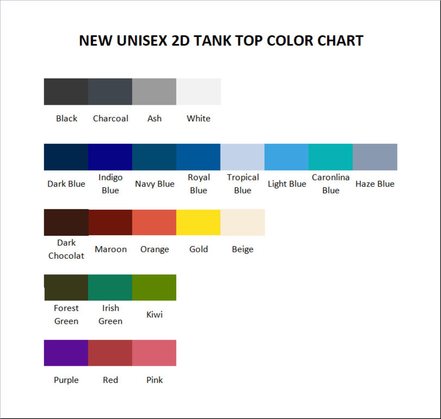 tank top color chart - Five Nights At Freddy's Merch