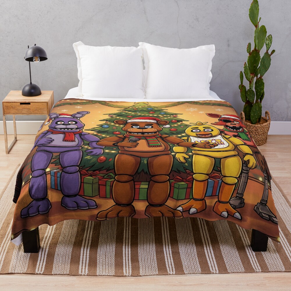 Merry Christmas Fnaf Game Throw Blanket