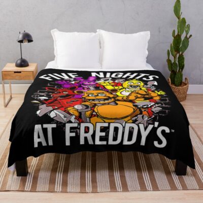 Five Nights At Freddy_s Video Vintage Movies Game Funny Gaming Throw Blanket