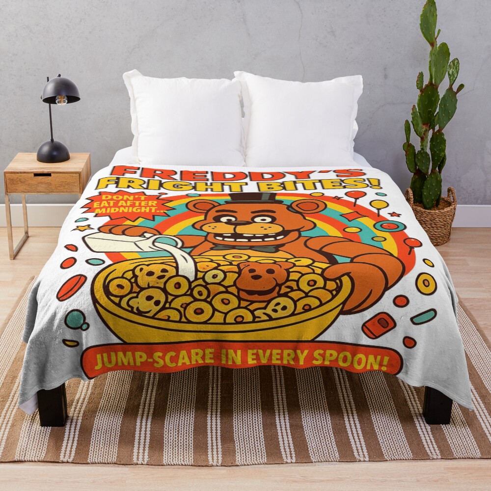 Freddy Fazbear Cereal Box Throw Blanket