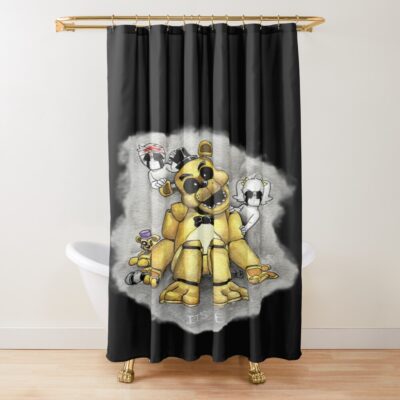 Fnaf Golden Freddy With Ghosts Shower Curtain