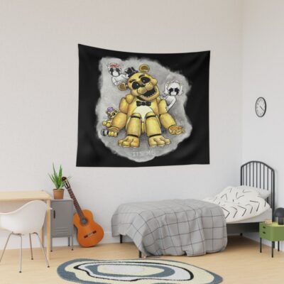 Fnaf Golden Freddy With Ghosts Tapestry