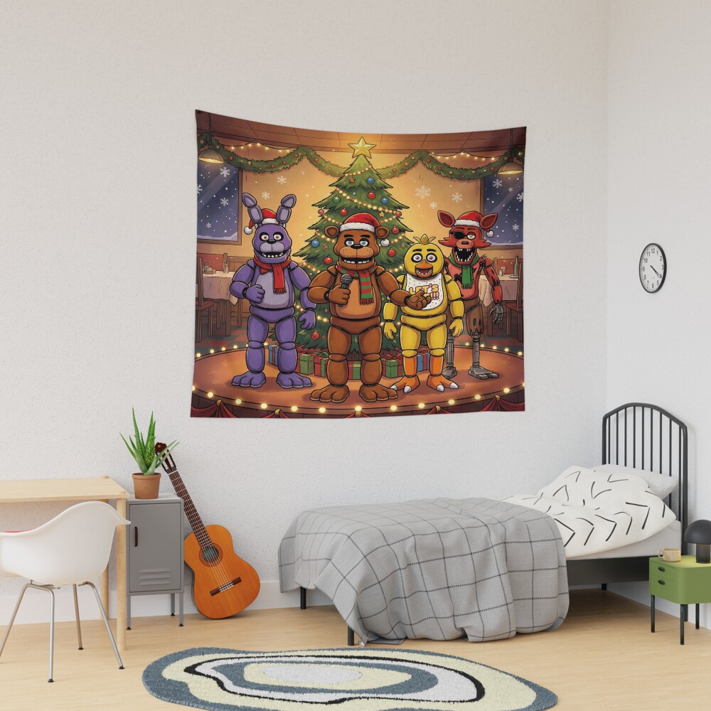 Merry Christmas Fnaf Game Tapestry