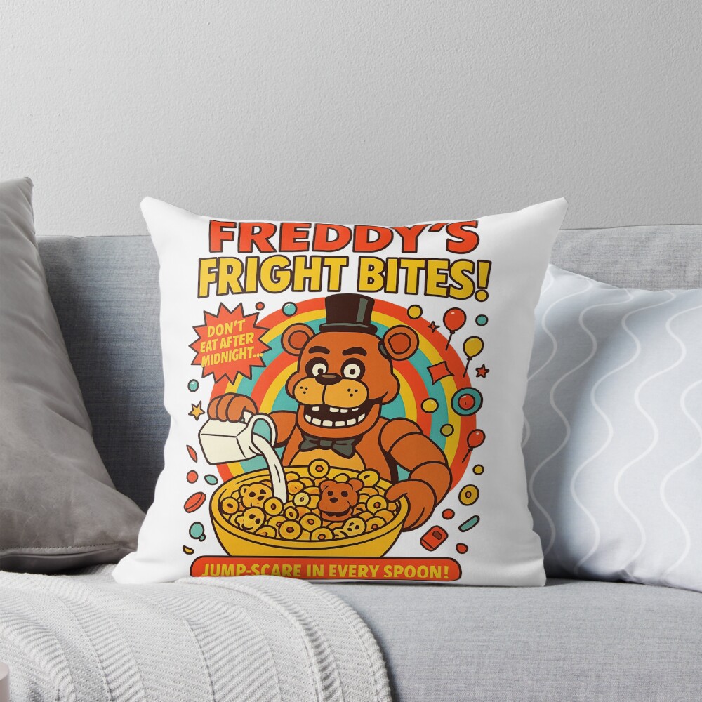 Freddy Fazbear Cereal Box Throw Pillow